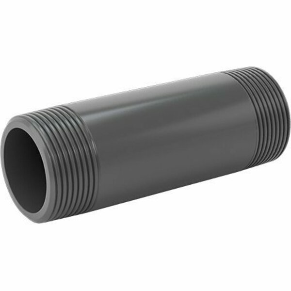 Bsc Preferred Thick-Wall Dark Gray PVC Pipe Nipple for Water Threaded on Both Ends 1-1/4 NPT 4-1/2 Long 4882K236